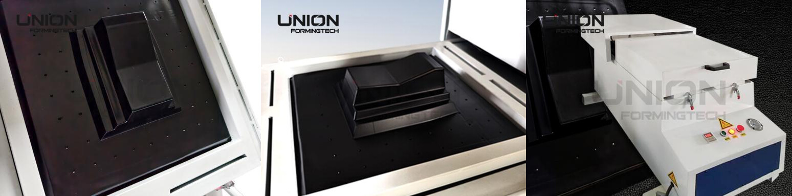 The vacuum forming process involves heating and suction molding thermoplastic sheets into shapes